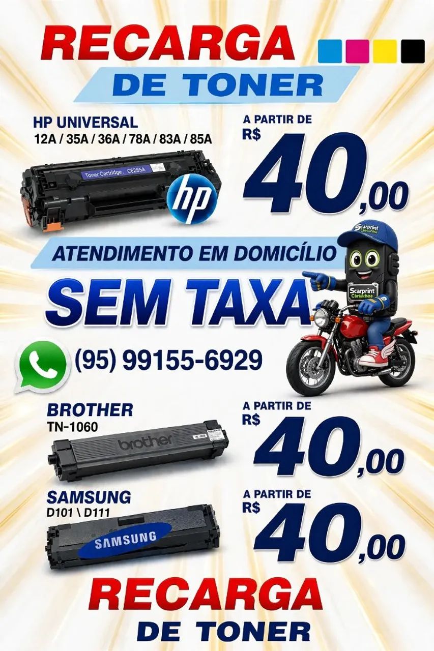 Recarga e venda de toner de impressora 