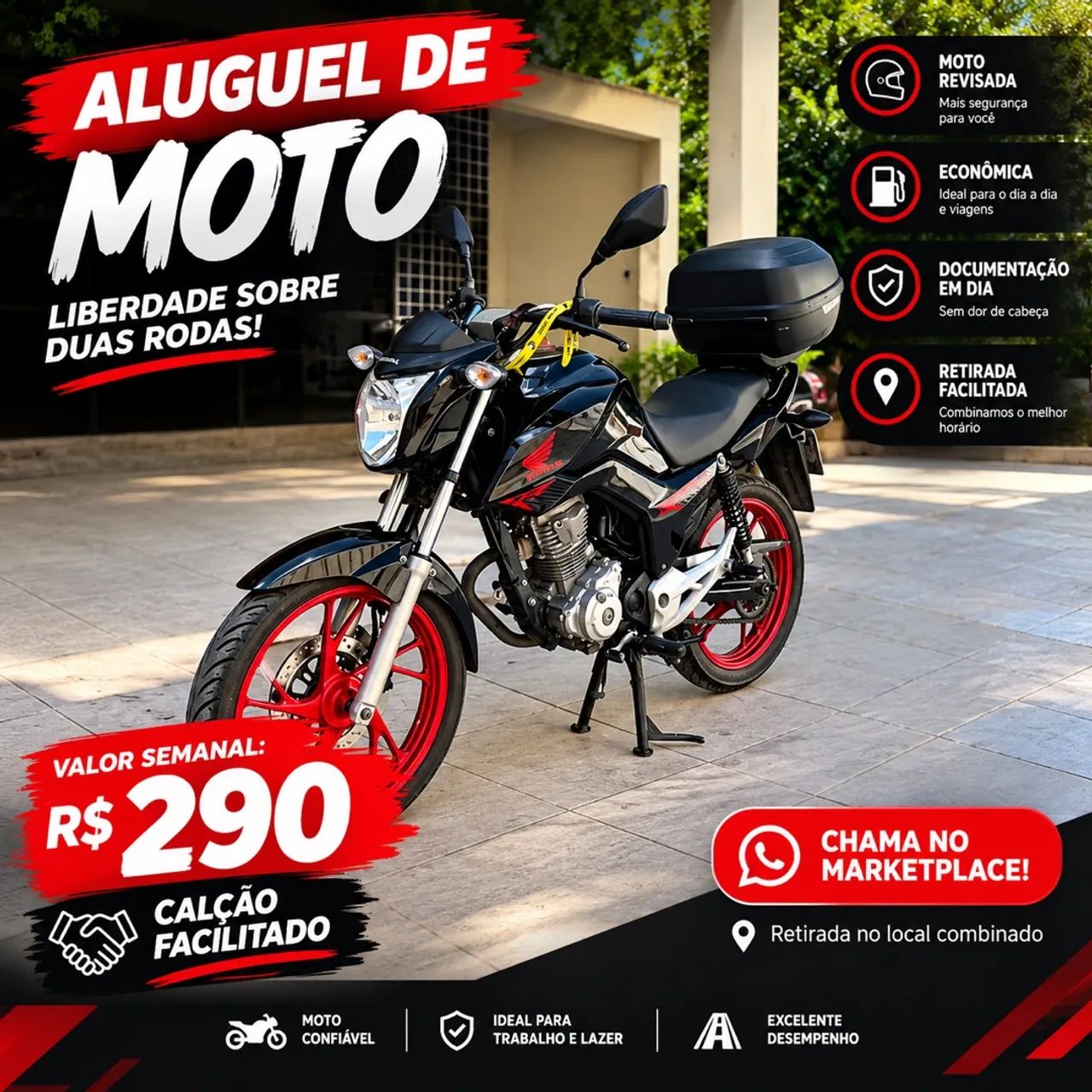 Alugo 160 nova com baú 