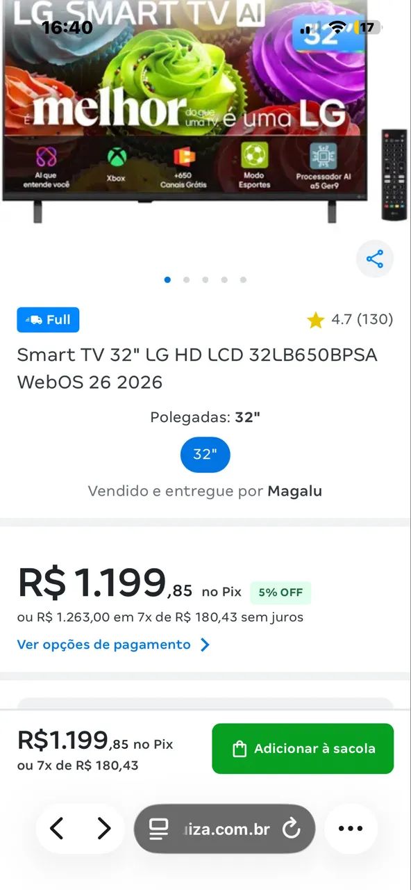 TV 32 polegadas LG 2026 - Foto 2