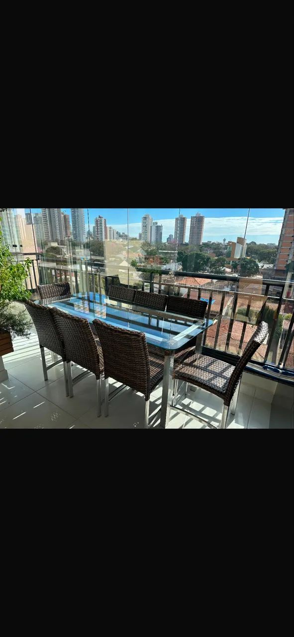  Mesa de Jantar para Área Gourmet com Tampo de Vidro + 8 Cadeiras - Foto 2