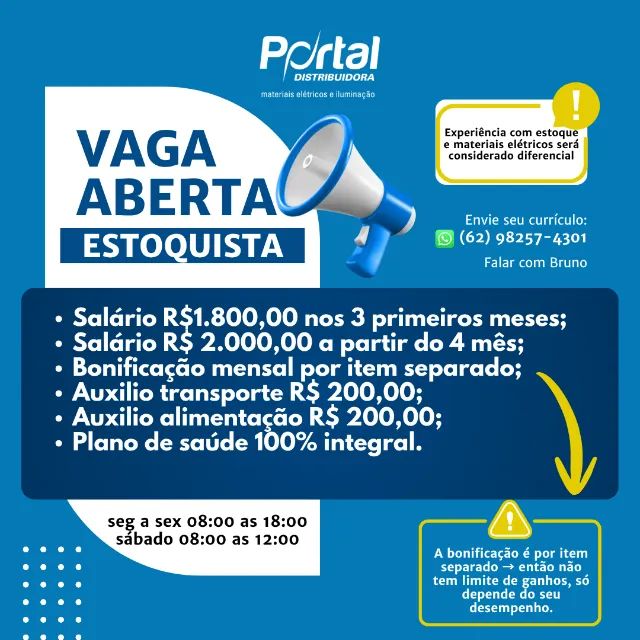Vaga Auxiliar Estoque / Estoquista