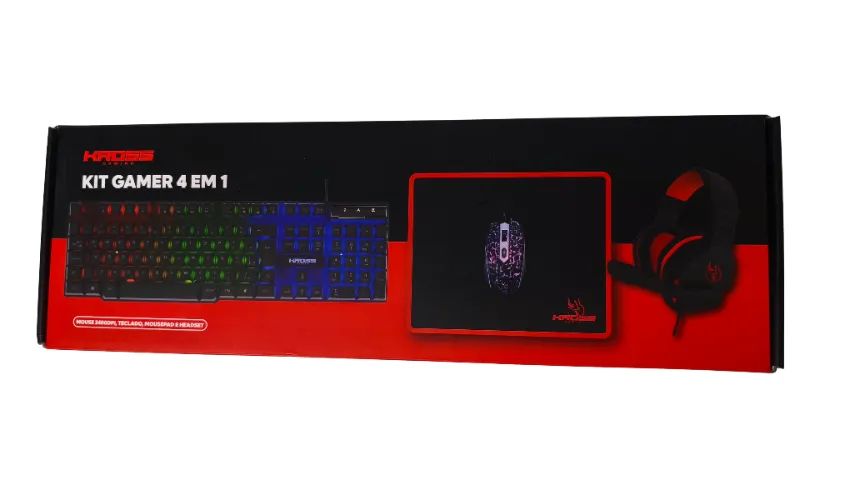 Kit Gamer 4 em 1 Kross KE-GK4100 | Teclado + Mouse + Headset + Mousepad