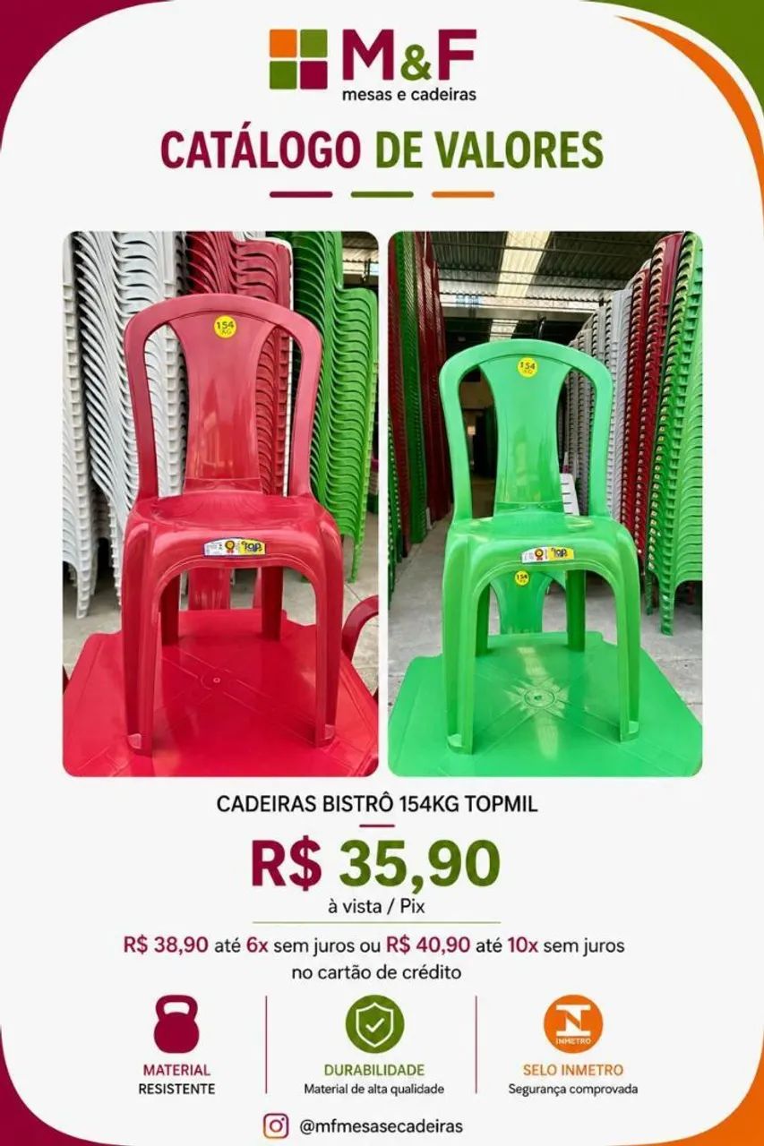 Cadeiras de plástico NOVAS DE FÁBRICA - Foto 5