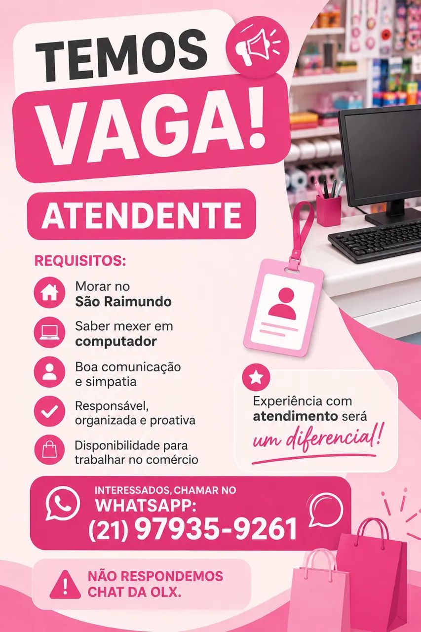 Vaga para atendente 