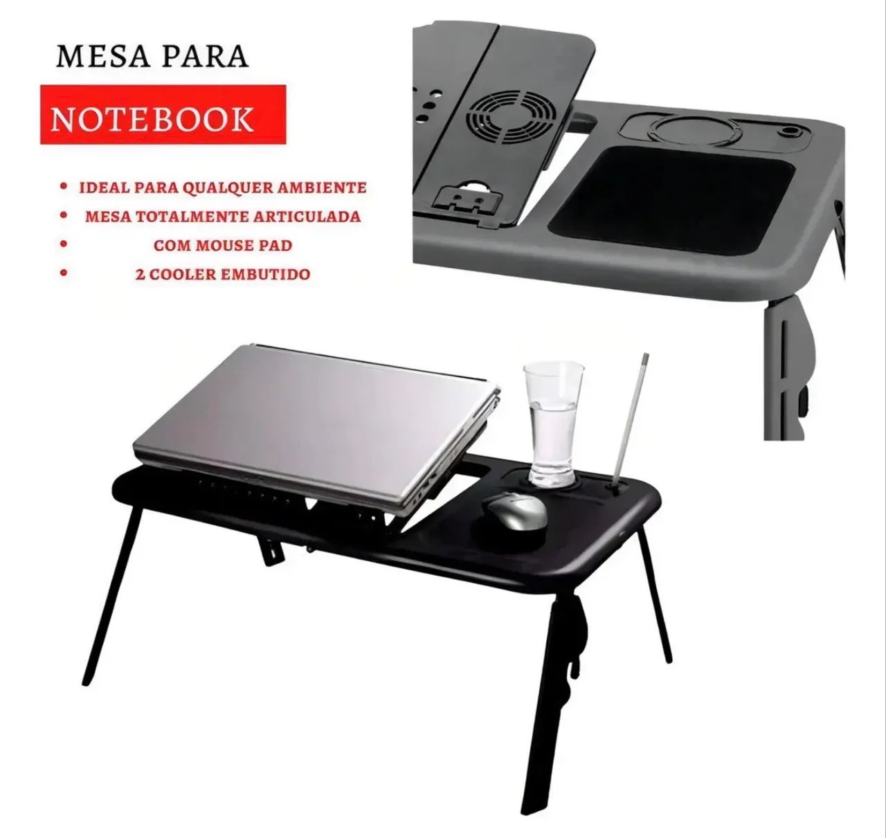 Mesa Articulada Dobravel P/ Notebook Com Cooler 