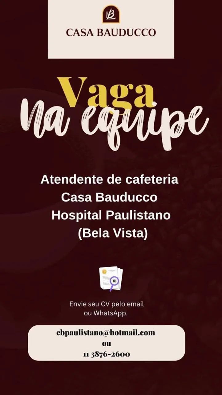Vaga Atendente de Cafeteria 