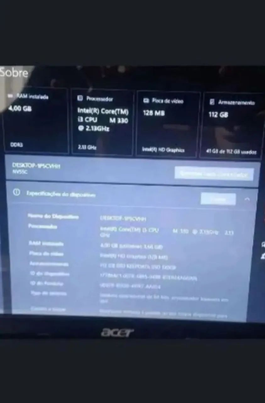 NOTEBOOK ACER GATEWAY NV55C- INTEL CORE i3 M 330 2.13 GHz 4 Núcleos 4 Threads - Foto 2