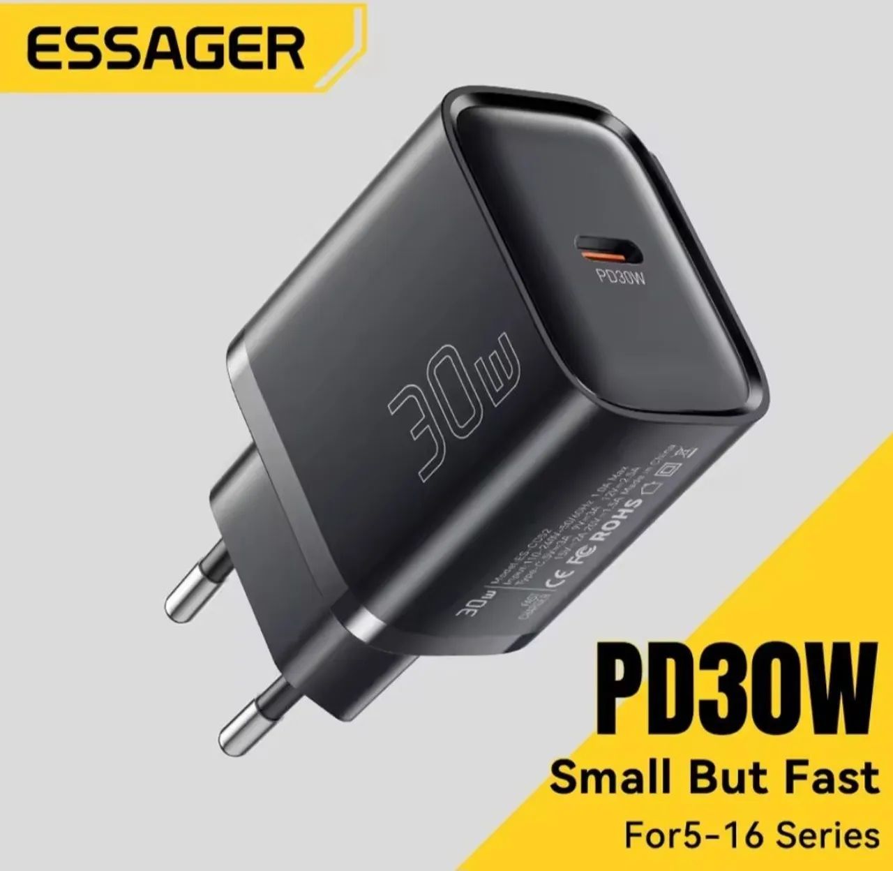 Carregador Rápido Essager Pd 30w Usb-c 30w P<br><br>iPhone / Android