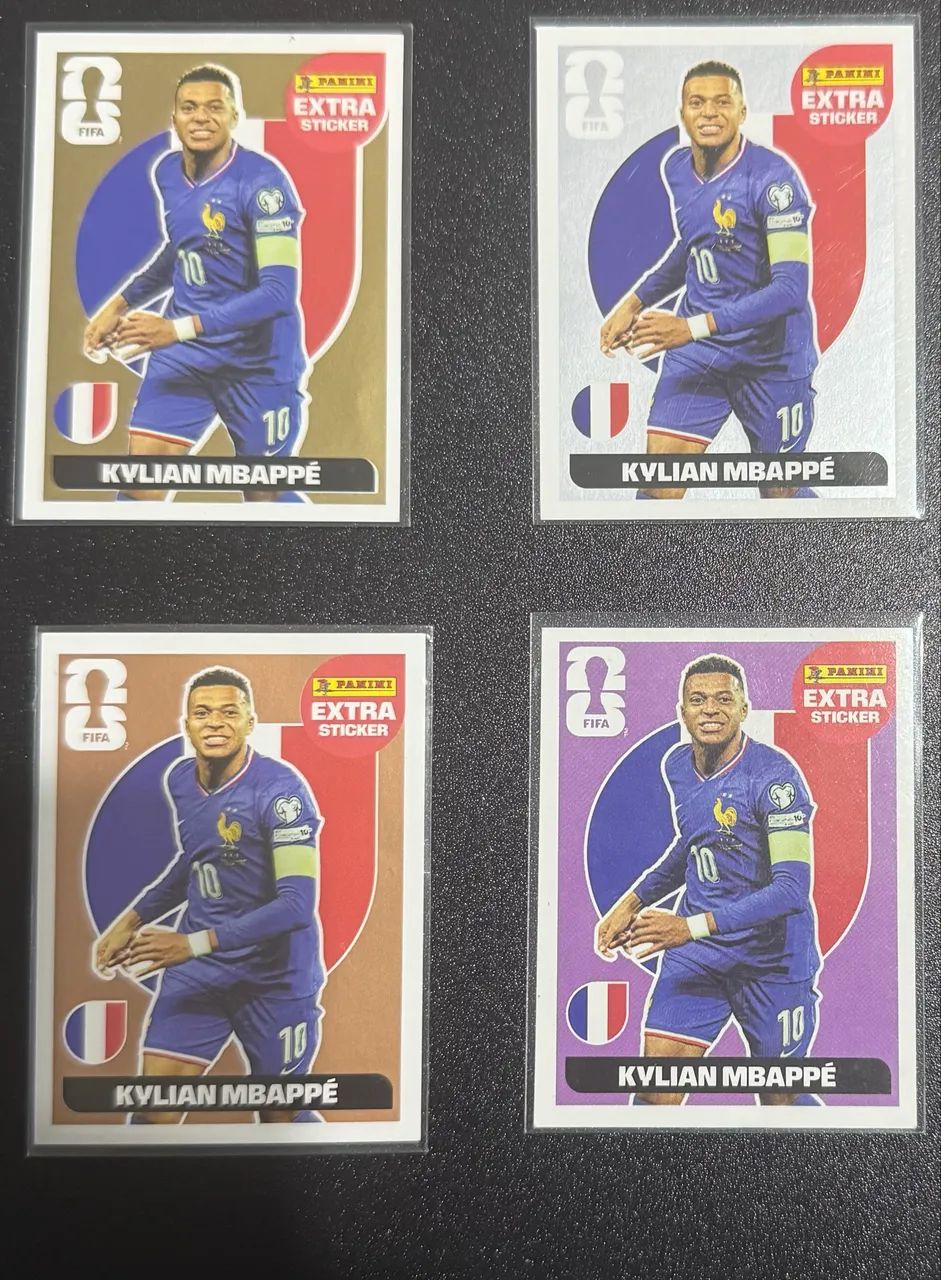 Legend Mbappe Figurinha Extra Sticker Kit com Ouro Prata Bronze Lilás