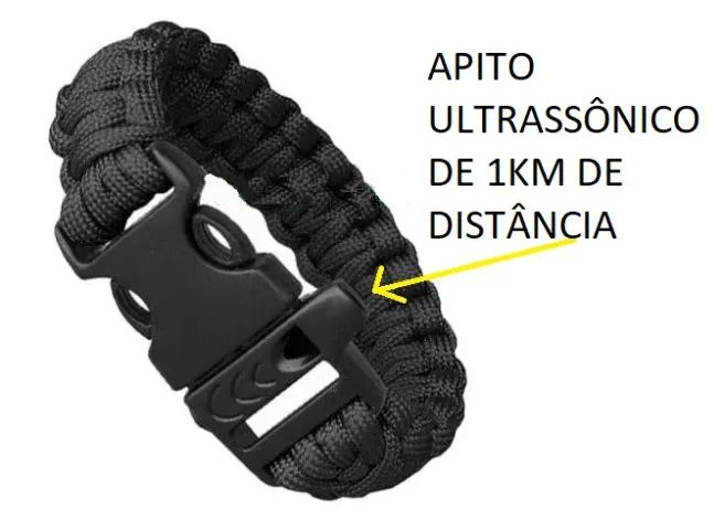 Pulseira sobrevivência com Apito e 10m de corda, Trilha Militar Camping Caminhada - Foto 2