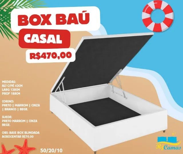 Base box baú casal (Pague na entrega)