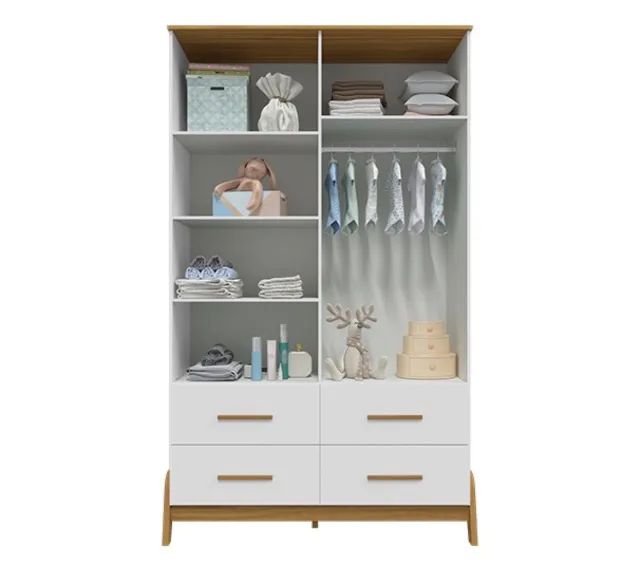 Guarda-Roupa Vintage Prime 4 Portas Branco Brilho com Amêndoa - Foto 2