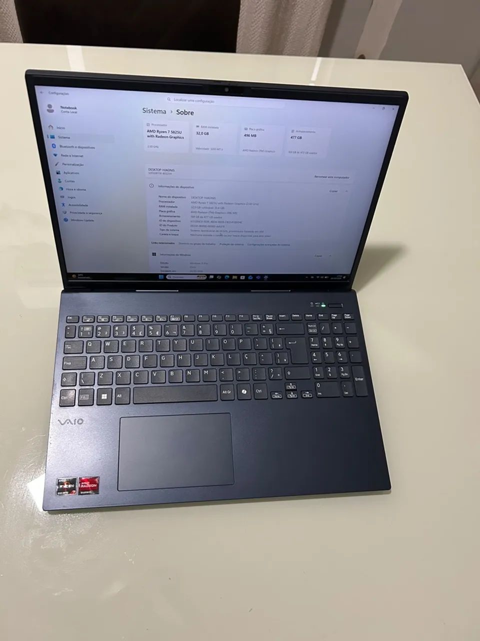Notebook vaio fe 16 32gb de ram