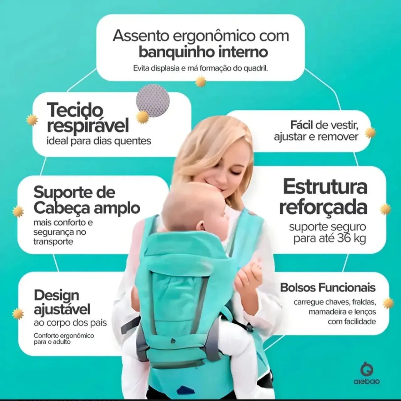 Canguru Ergonômico Aiebao 3 em 1  - Foto 4