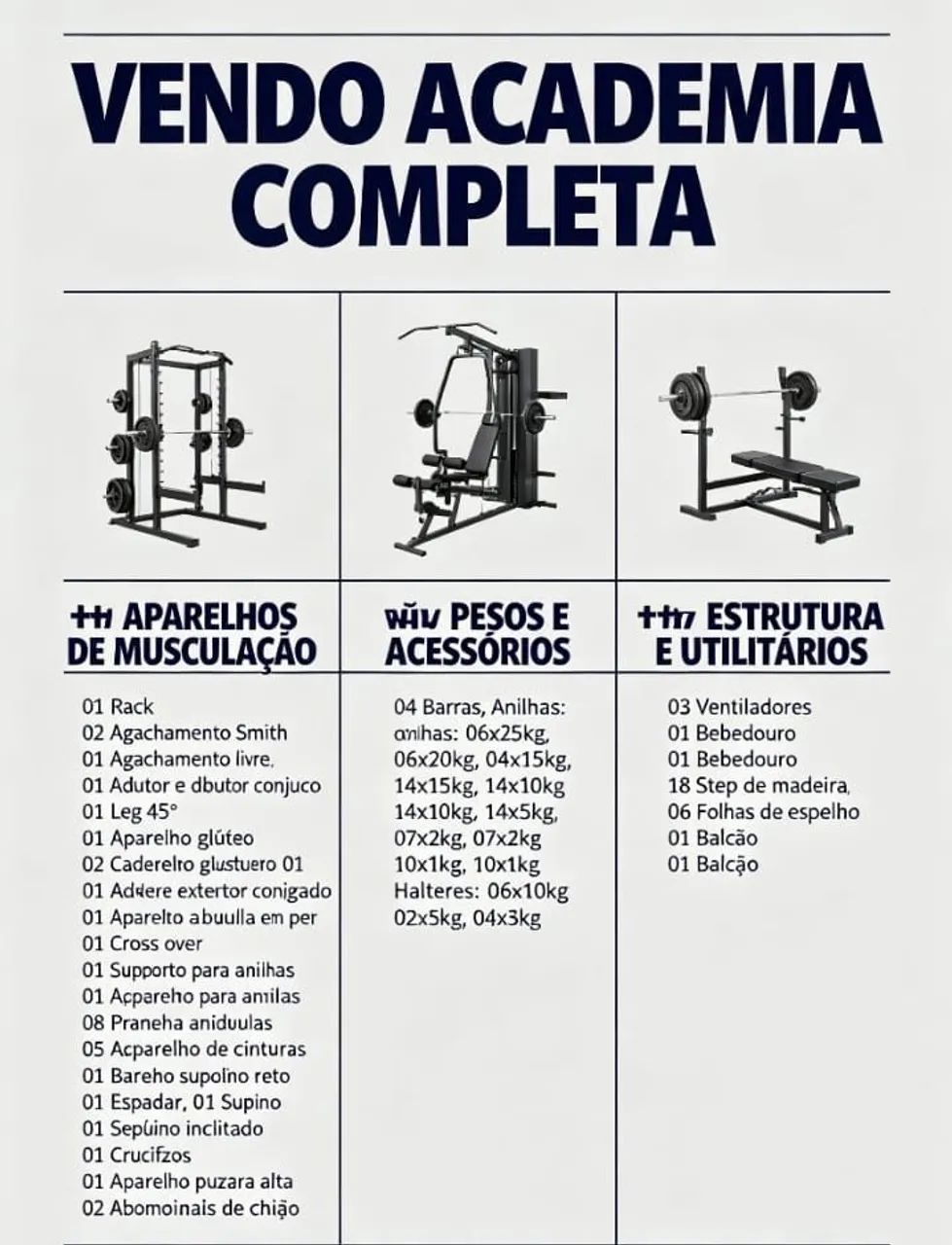 Vendas de aparelhos de Academia