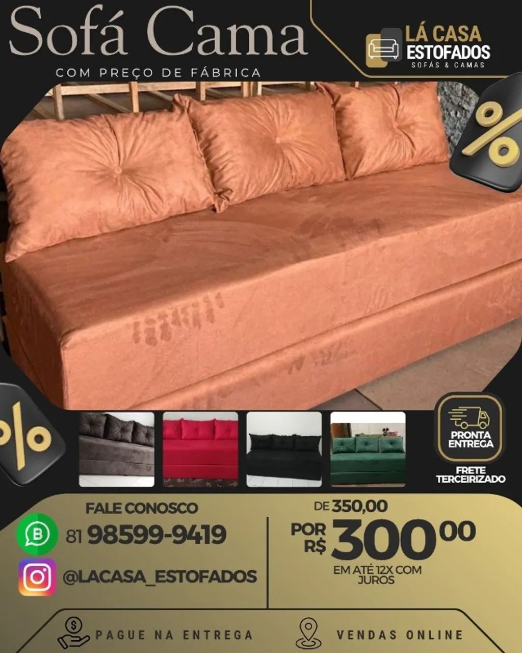 Sofá cama - Largura - 0.61cm