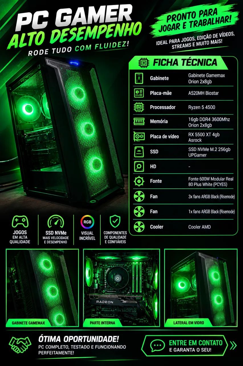 PC gamer otimo desempenho
