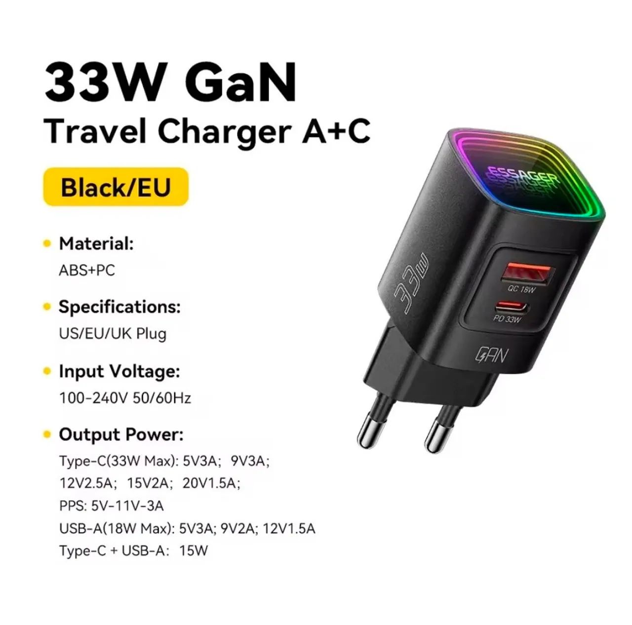 CARREGADOR ESSAGER RGB 33W - Foto 4
