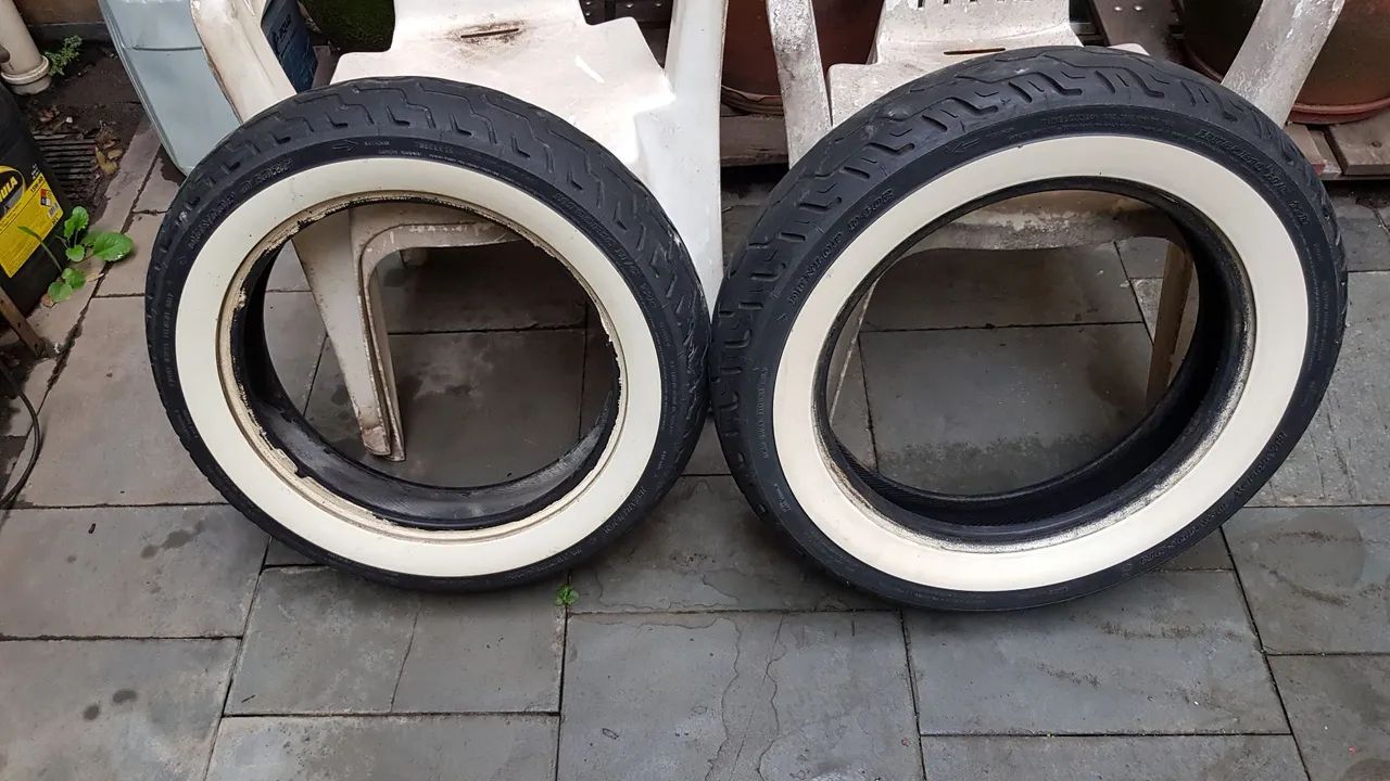 Pneu marca harley davidson faixa branca para usado meia vida aro 16 traseiro é dianteiro  - Foto 3