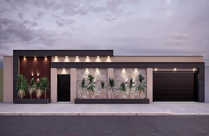 Muros externos e internos,  arandelas, perfil de led, fugê, textura criptográfica. - Foto 3