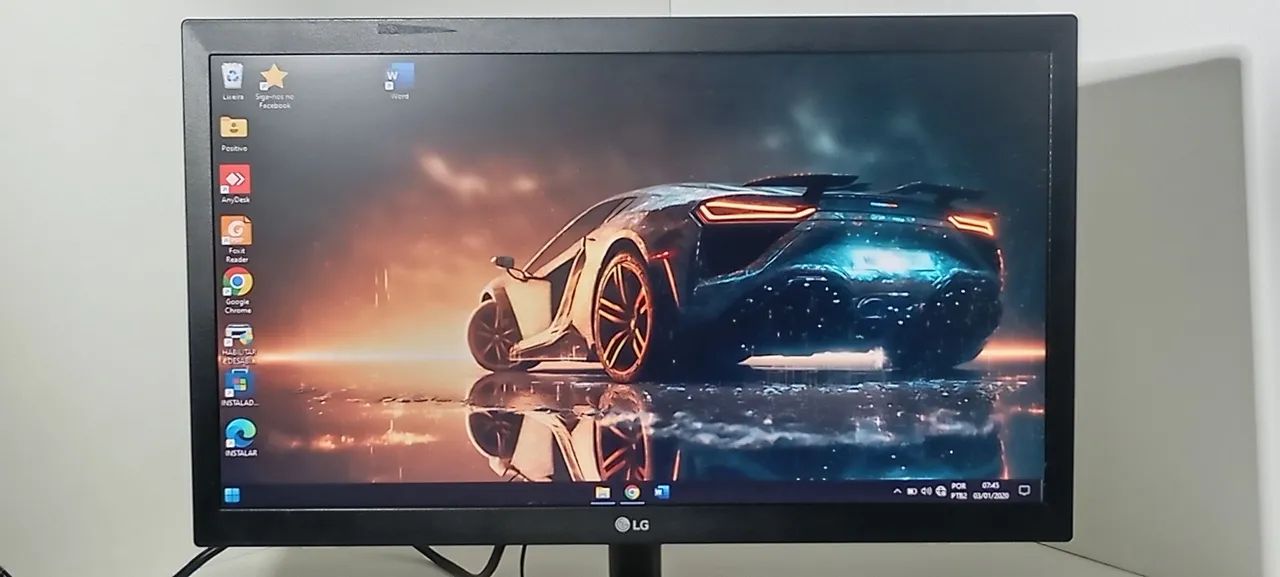 Monitor LG 20 Polegadas, Led, Ultra Fino Imagem Perfeita Alto Brilho, Cabos e Fonte.
