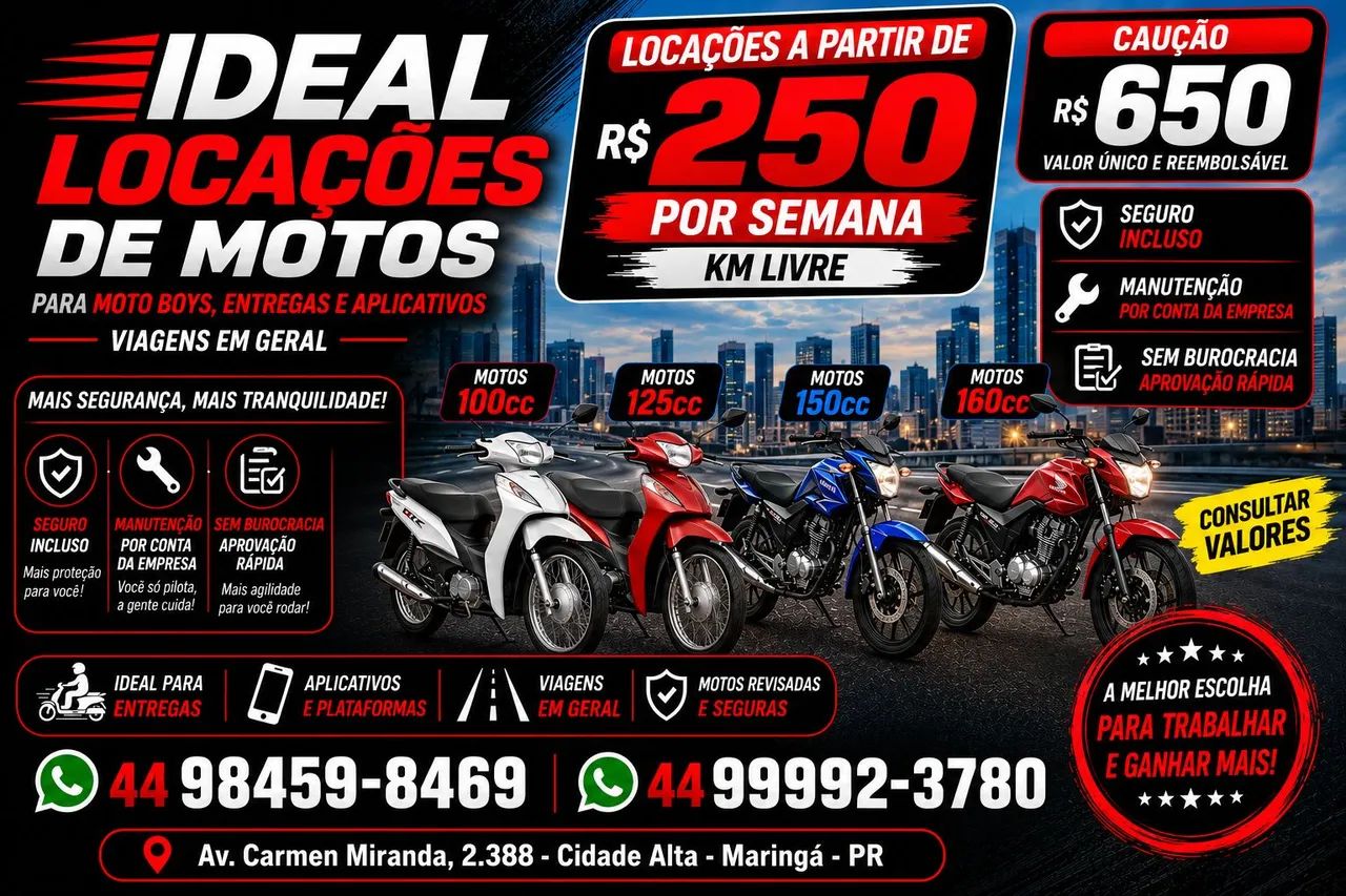 Alugo motos para profissionais 
