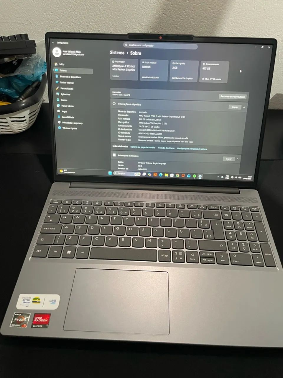 Notebook Lenovo ryzen 7 - Foto 3