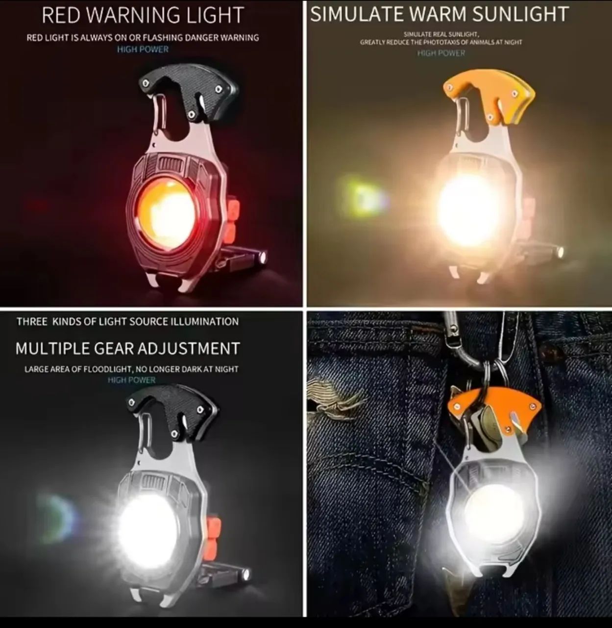 Lanterna LED Recarregável COB 500Im Multifuncional USB Camping Caça Aventura - Foto 4