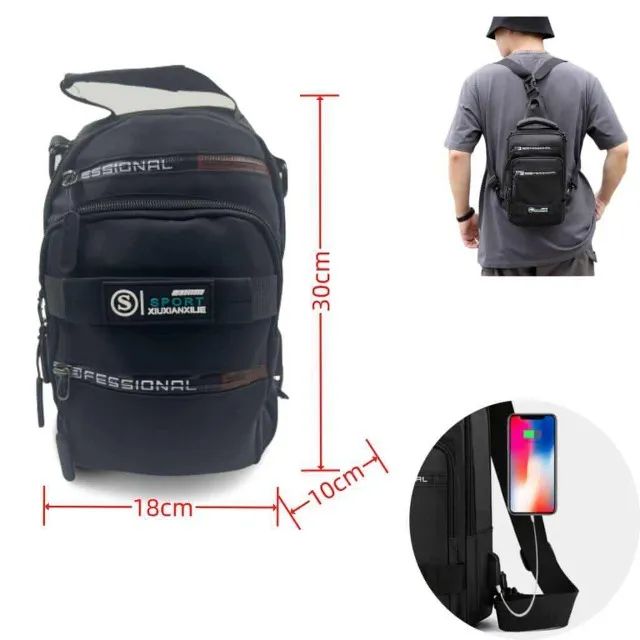 Bolsa de Ombro, Transversal e Mochila Impermeavel com Cabo USB - Foto 2