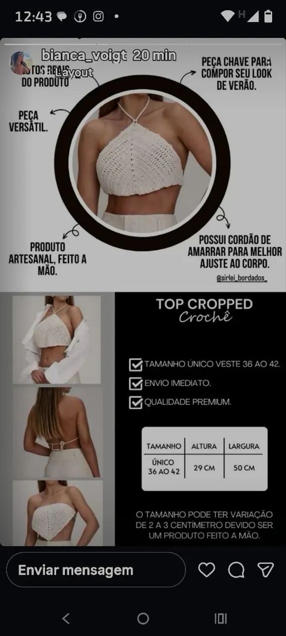 Top cropeed crochê  - Foto 4