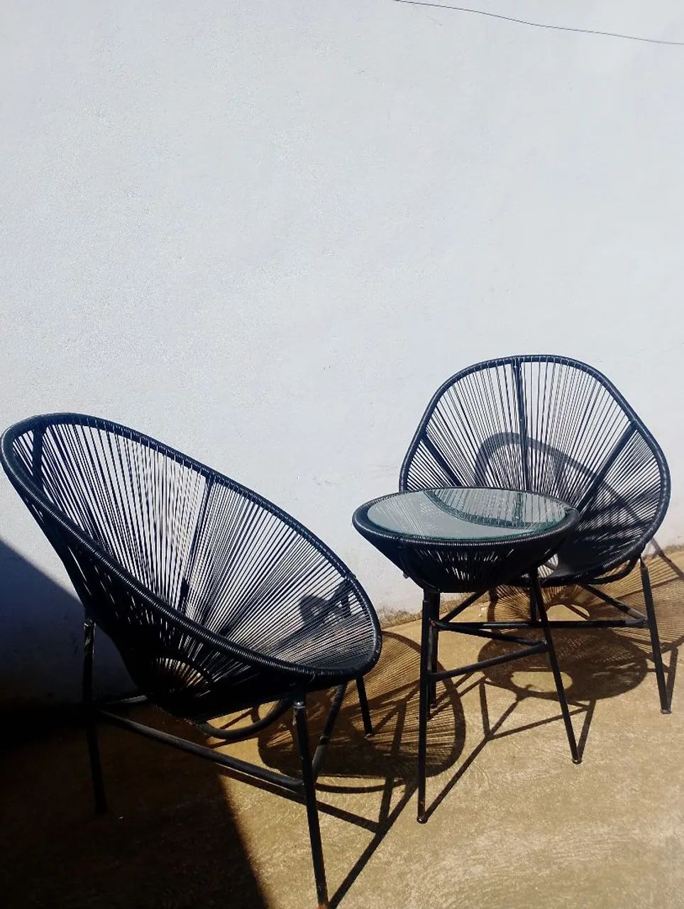 Conjunto 2 Cadeiras Acapulco + Mesa de Centro com tampo de vidro - Foto 3