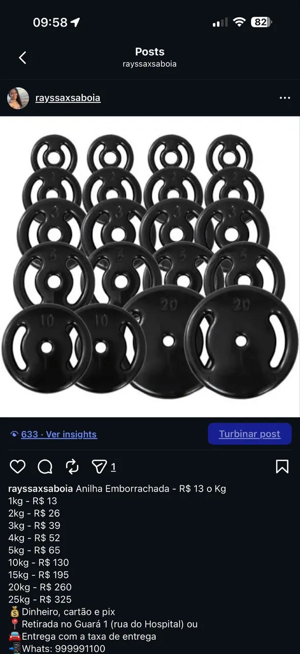 Anilha Emborrachada 4kg - R$ 52