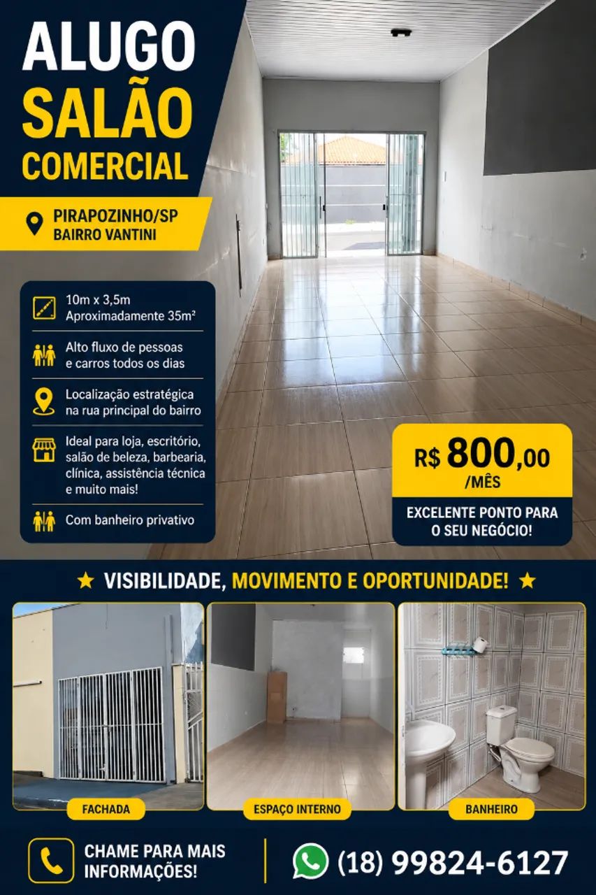 Salão Comercial em Pirapozinho 