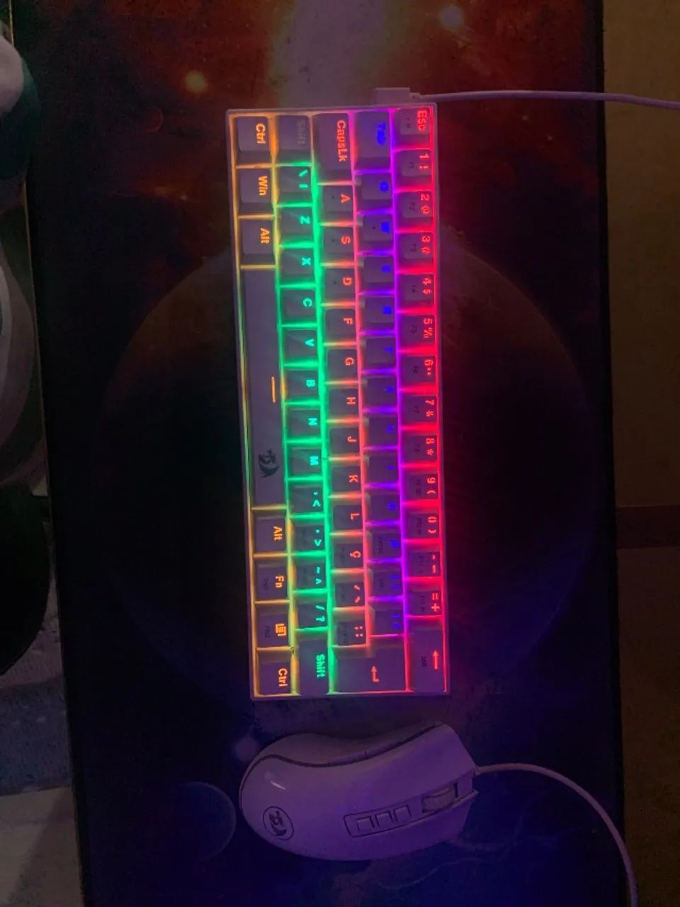 Kit teclado e mouse redragon branco 60% - Foto 3