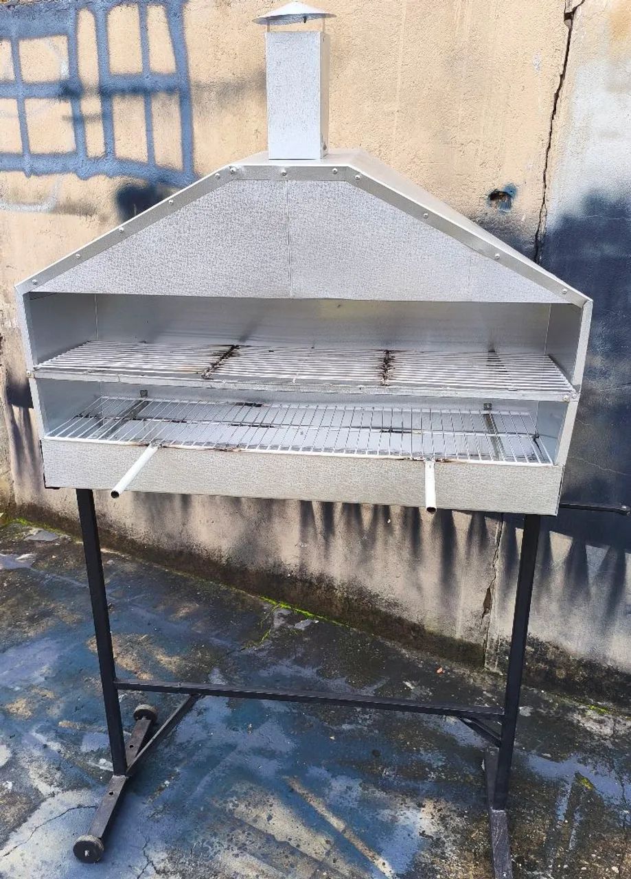 Churrasqueira para espetinhos galvanizada 100x30cm  - Foto 6