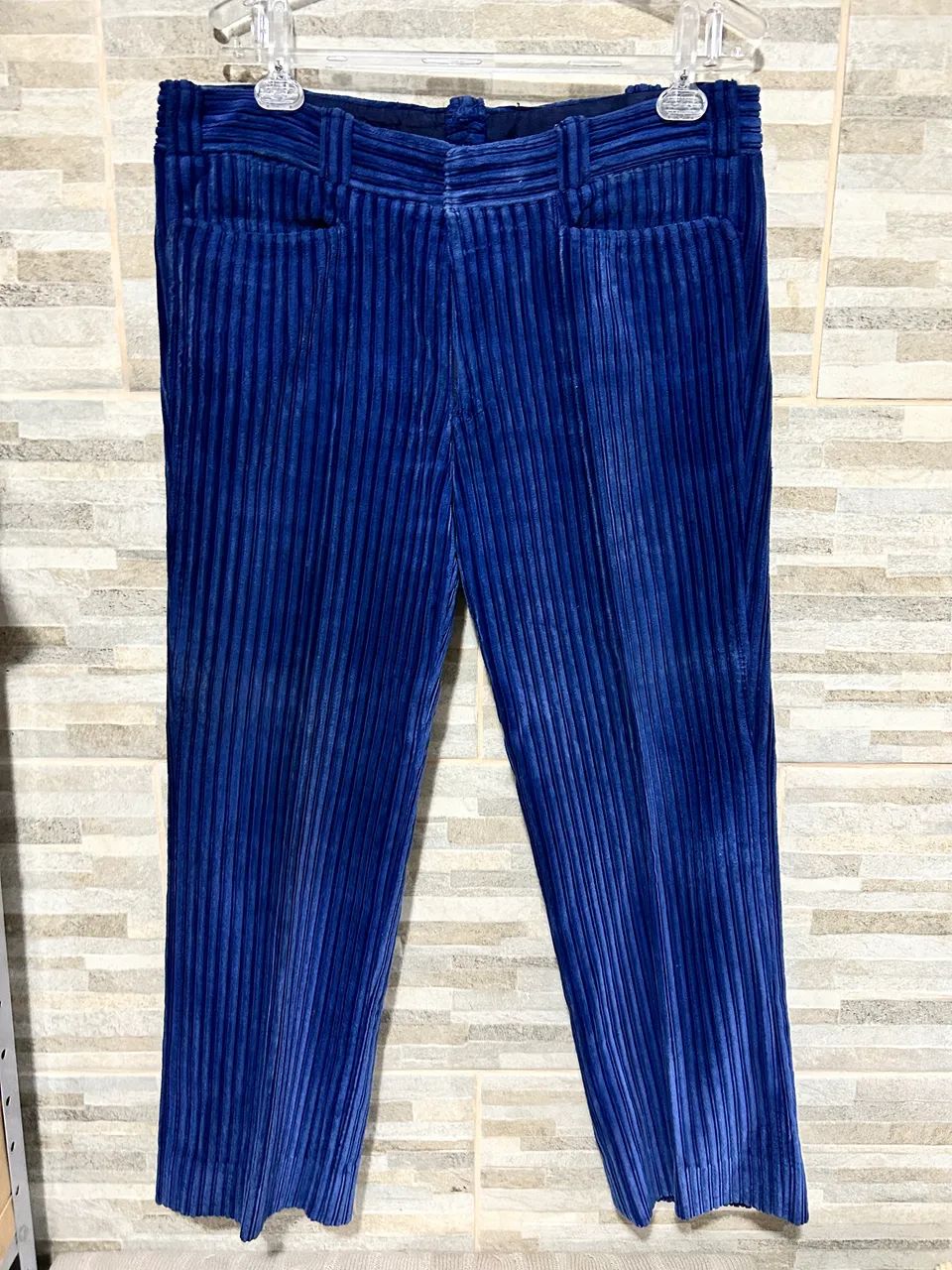 Calça retrô azul de veludo 40