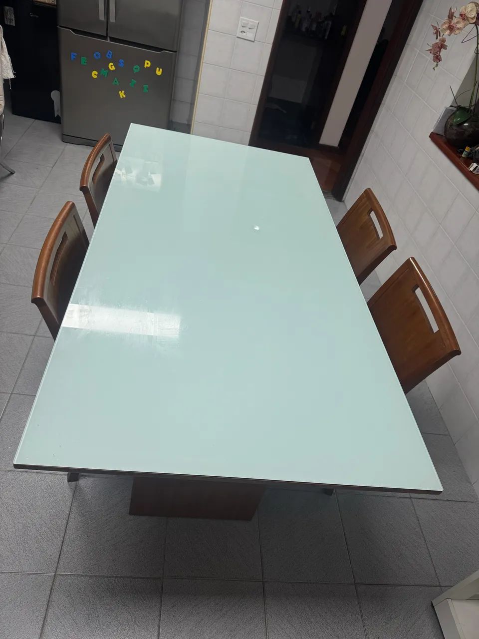 Mesa de vidro e madeira 1,80 x90 - Foto 3