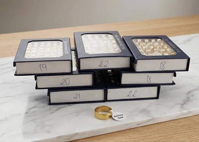 Lote 7 caixas de Aliança aço inoxidável 8mm dourada - Foto 3