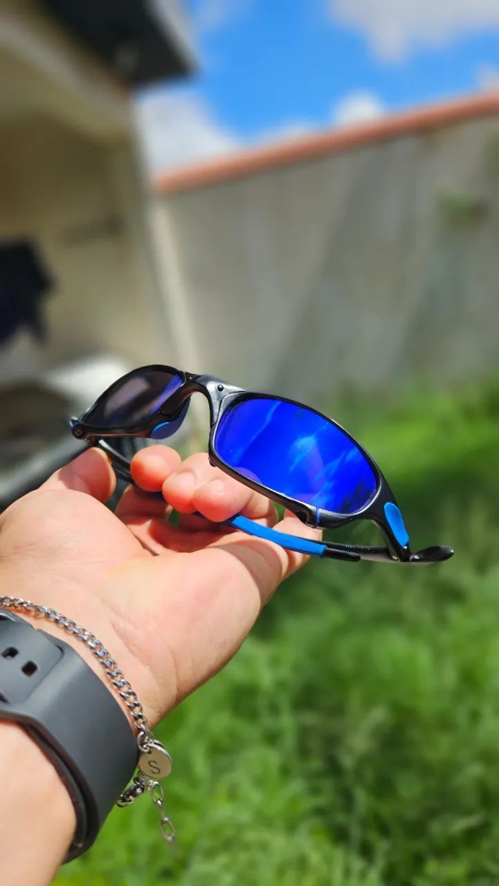 Juliet Carbon neon blue + side blinder - Foto 3