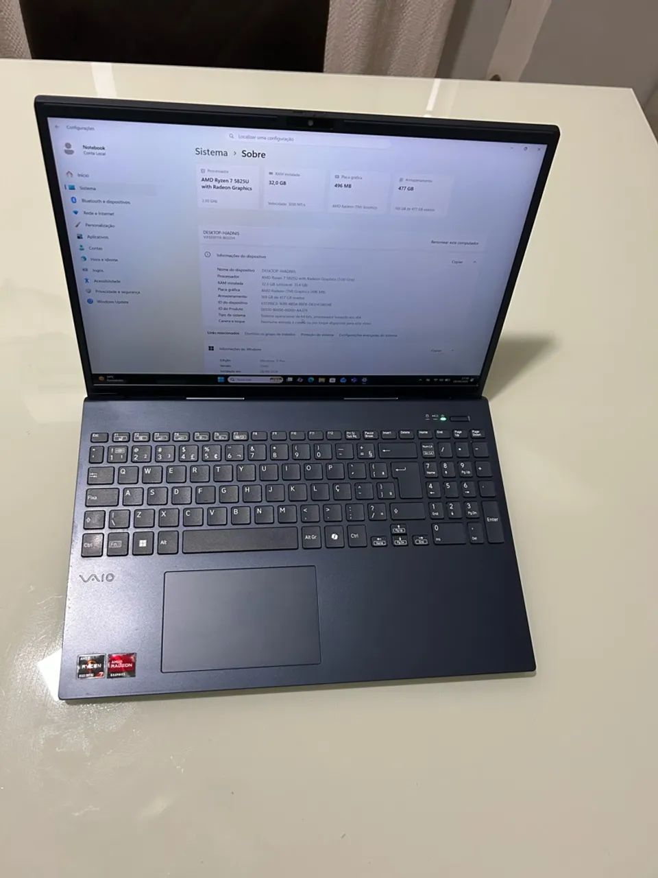 Notebook VAIO FE16 32gb de RAM