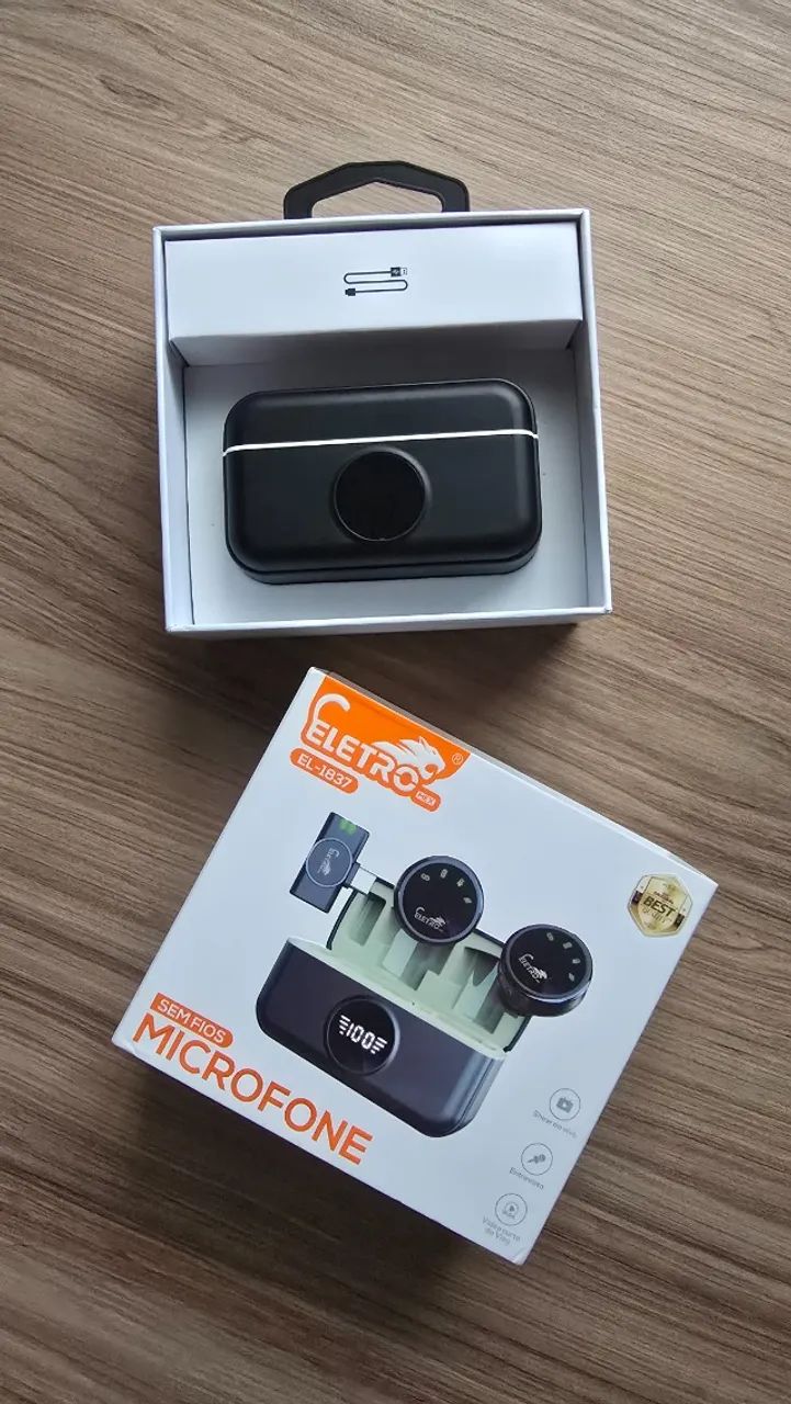 Microfone Lapela Sem Fio Eletro Mex El-1837 - Usb C Cor Preto - Foto 4