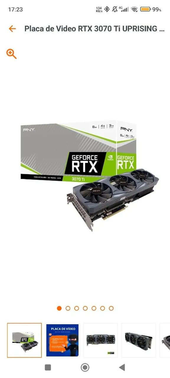 Placa de video RTX 3070 TI 8gb