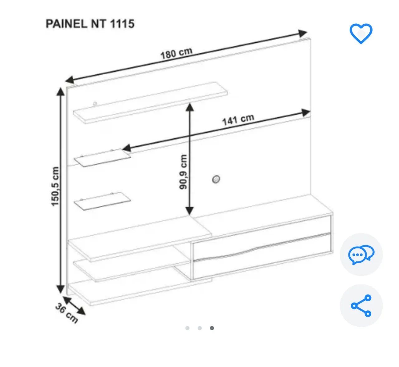 Painel para TV até 60 Polegadas - Cinza - Ótimo estado - Foto 2