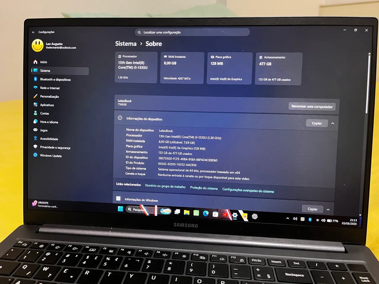 Samsung Book 4 Intel i5 8gb RAM - Foto 4