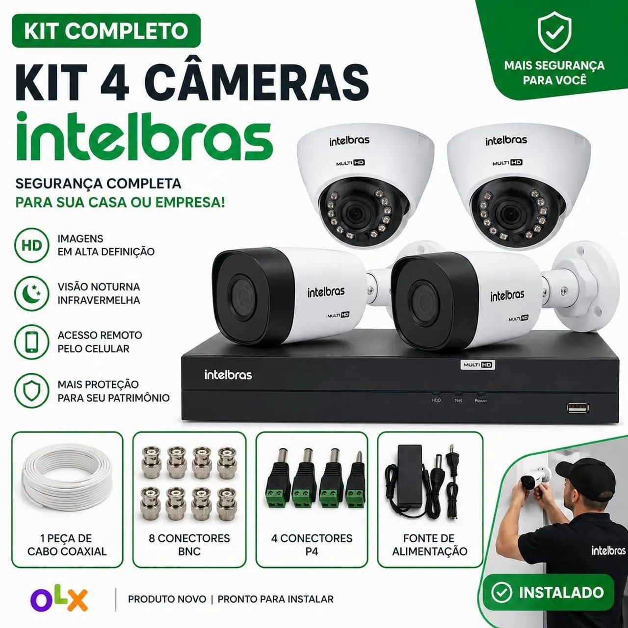 Kit 4 câmeras intelbras