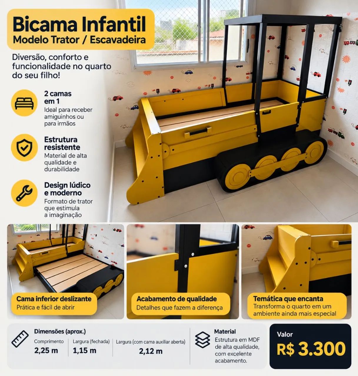 Bicama Infantil "Trator" - Foto 3