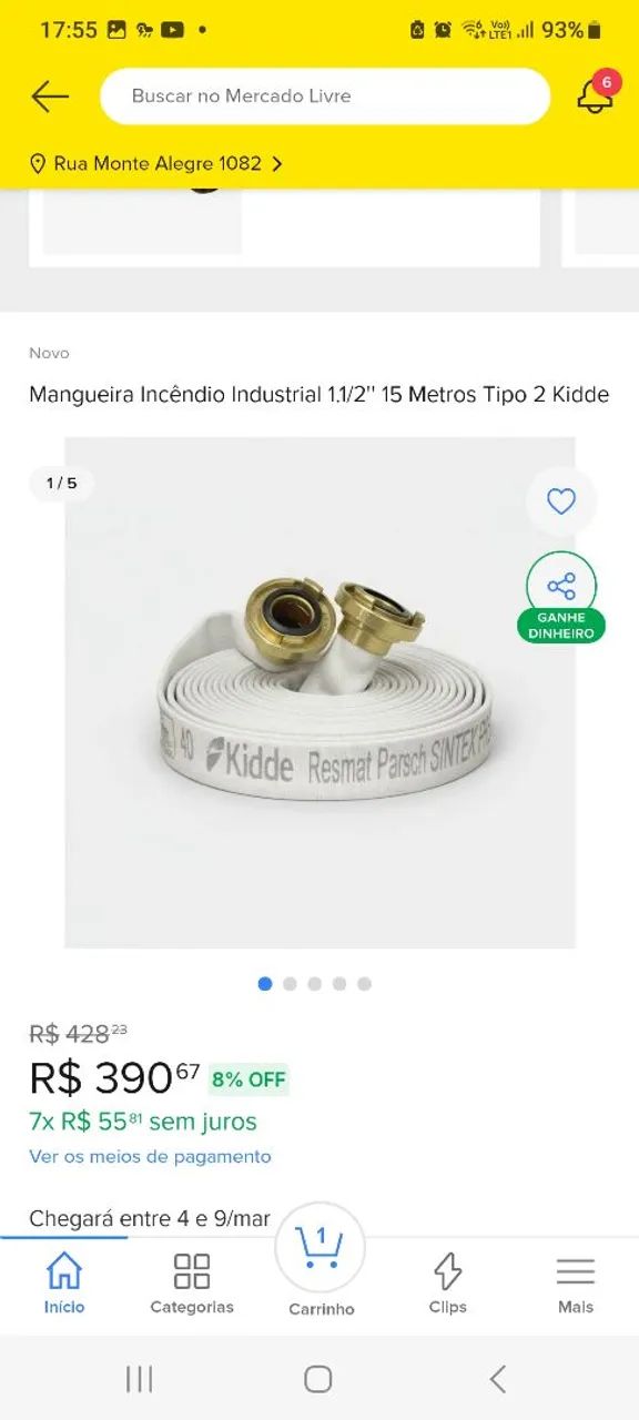 05 Kits mangueira e esguicho (bico) novo no plástico... referência   1.1/2 de 15 metros