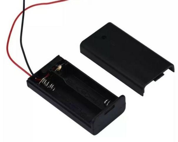 COD-CP144 Caixa Case Suporte P/ 2 Pilhas Aa Com Chave On/off Arduino Automação Robotica