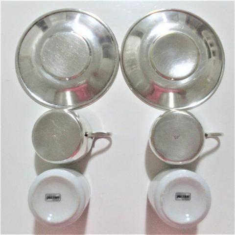 Par de xícaras de porcelana e banho de prata antigas- antique - leia - Foto 5