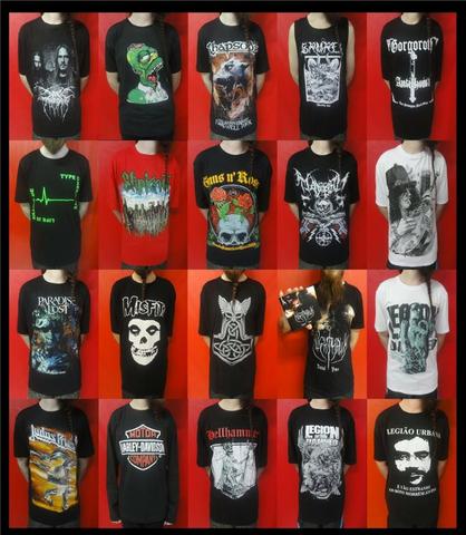 Camisetas de Bandas de Rock, Heavy Metal e variadas.